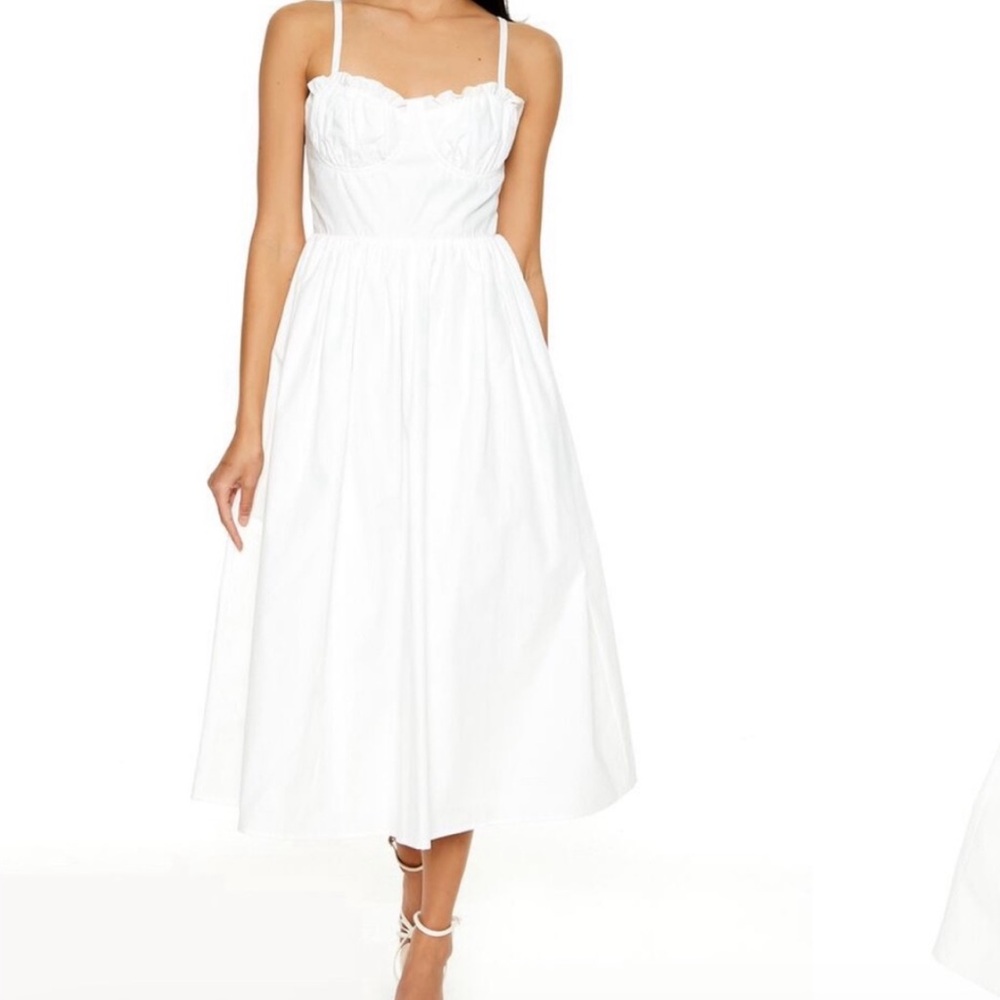 Forever 21 NWT Elegant White Midi Ruffle Sweetheart Dress Long Sundress